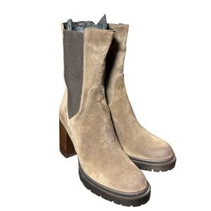 Emanuele CRASTO NWT Womens Riding Boots Brown Leather Mid Calf Pull On 10 EUR 40